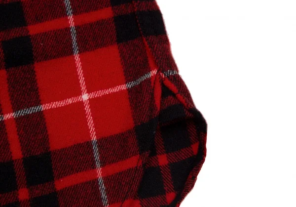 コムデギャルソン オムCOMME des GARCONS HOMME ウールナイロン製品洗いジップアップチェックネルシャツ 赤黒L K-106619_008