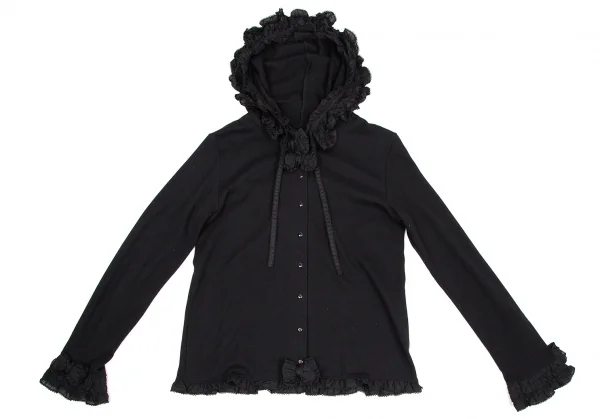 ピンクハウスPINK HOUSE フリル装飾ボタン開きパーカー 黒L K-106632_002