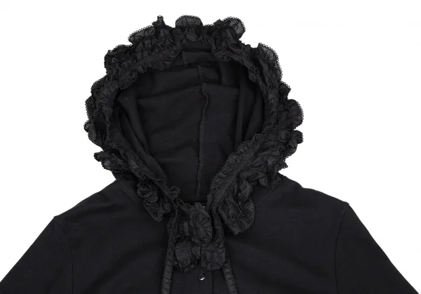 ピンクハウスPINK HOUSE フリル装飾ボタン開きパーカー 黒L K-106632_003