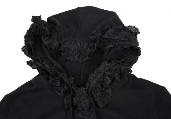 ピンクハウスPINK HOUSE フリル装飾ボタン開きパーカー 黒L K-106632_004