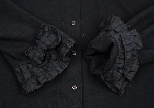 ピンクハウスPINK HOUSE フリル装飾ボタン開きパーカー 黒L K-106632_007