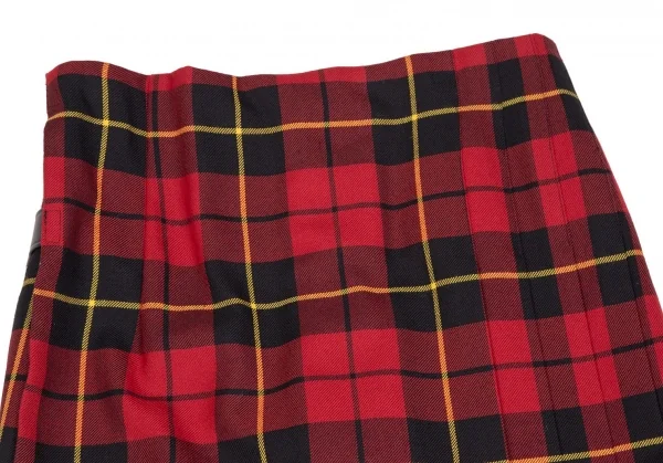 ローブドシャンブル コムデギャルソンrobe de chambre COMME des GARCONS タータンチェックハーフラップスカート付きパンツ 赤黒黄L K-106649_002