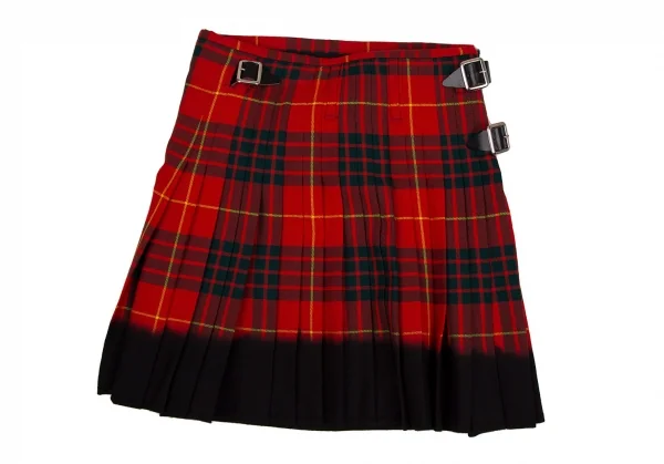 コムデギャルソンCOMME des GARCONSロキャロン社タータンチェック裾染めキルトスカート 赤緑黒M K-106673_010