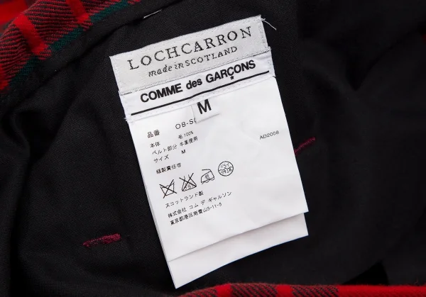 コムデギャルソンCOMME des GARCONSロキャロン社タータンチェック裾染めキルトスカート 赤緑黒M K-106673_014