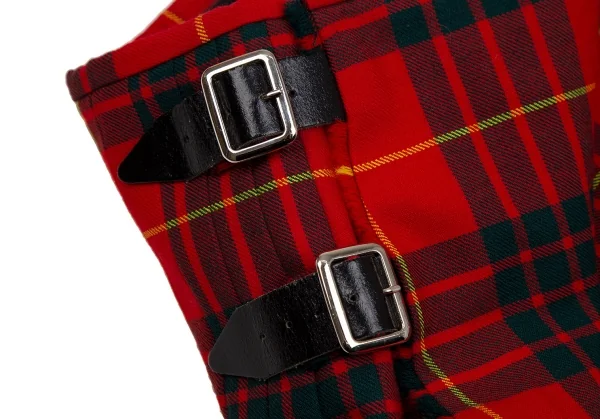 コムデギャルソンCOMME des GARCONSロキャロン社タータンチェック裾染めキルトスカート 赤緑黒M K-106673_004