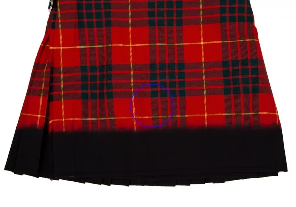 コムデギャルソンCOMME des GARCONSロキャロン社タータンチェック裾染めキルトスカート 赤緑黒M K-106673_005