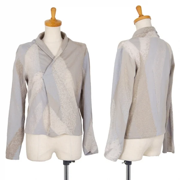 ヨーガンレールJURGEN LEHL コットンジャガードショールカラートップス ベージュ水色他M K-106684_001