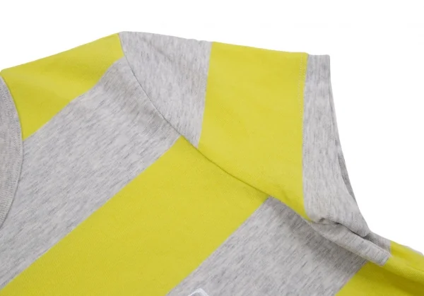 ティーバイアレキサンダーワンalexander wang.t コットンロゴワンポイント刺繍ボーダーTシャツ 杢グレー黄XS K-106709_005