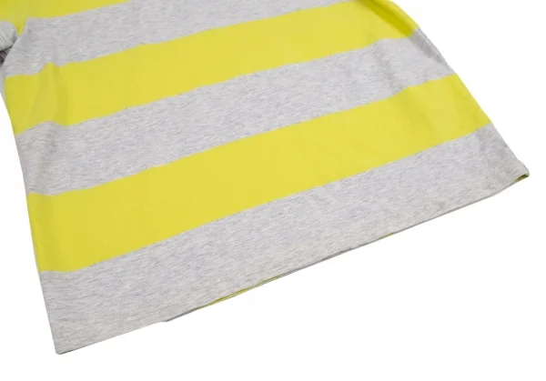 ティーバイアレキサンダーワンalexander wang.t コットンロゴワンポイント刺繍ボーダーTシャツ 杢グレー黄XS K-106709_006