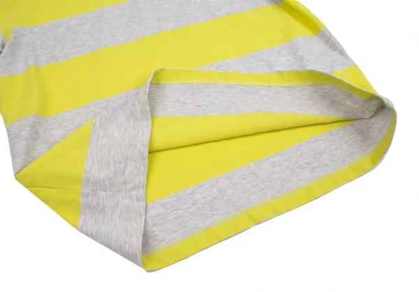 ティーバイアレキサンダーワンalexander wang.t コットンロゴワンポイント刺繍ボーダーTシャツ 杢グレー黄XS K-106709_007