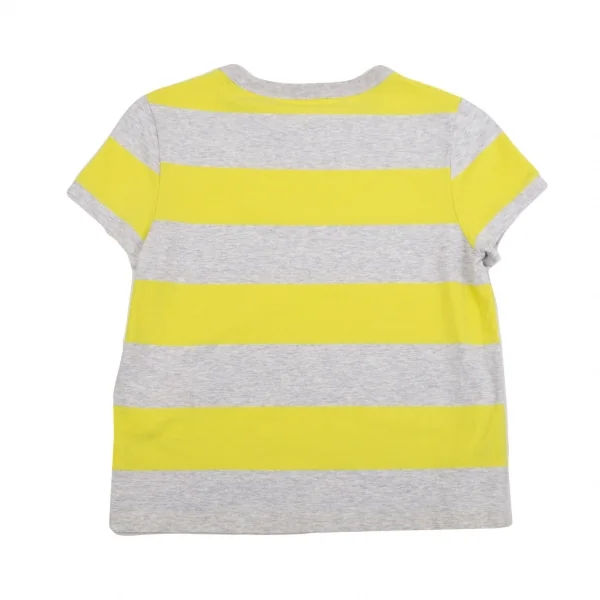 ティーバイアレキサンダーワンalexander wang.t コットンロゴワンポイント刺繍ボーダーTシャツ 杢グレー黄XS K-106709_008