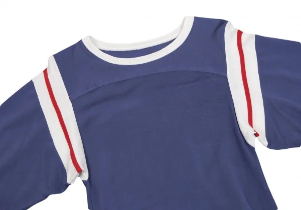 エムエム 6 メゾン マルジェラMM6 MAISON MARGIELA 袖切替フロッキープリントフットボールTシャツ 紫他S K-106710_006