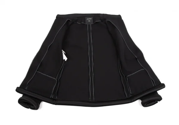 ジャンポールゴルチエ ファムJean Paul GAULTIER FEMME ウール中綿切替マグネット留めダブルジップジャケット 黒42 K-106714_010