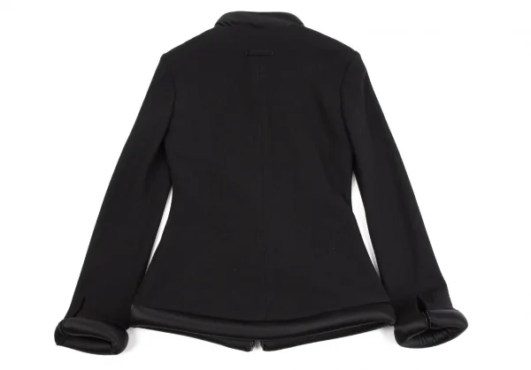 ジャンポールゴルチエ ファムJean Paul GAULTIER FEMME ウール中綿切替マグネット留めダブルジップジャケット 黒42 K-106714_011
