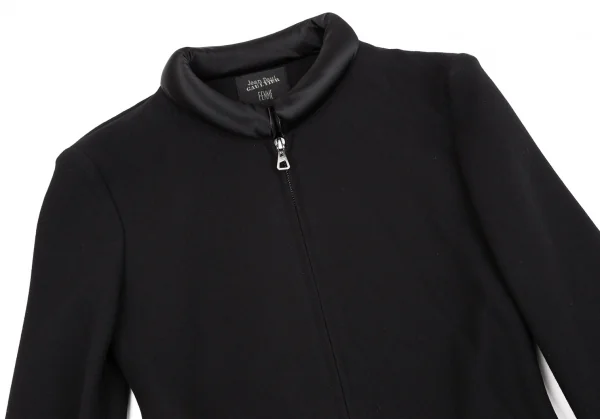 ジャンポールゴルチエ ファムJean Paul GAULTIER FEMME ウール中綿切替マグネット留めダブルジップジャケット 黒42 K-106714_003