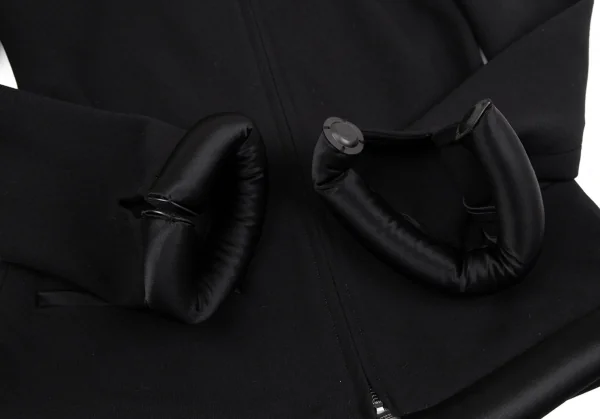 ジャンポールゴルチエ ファムJean Paul GAULTIER FEMME ウール中綿切替マグネット留めダブルジップジャケット 黒42 K-106714_006