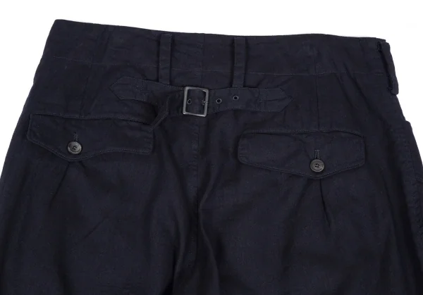 ヨウジヤマモト ノアールYohji Yamamoto NOIR 混紡シンチバッククロップドパンツ 紺1 K-106755_010