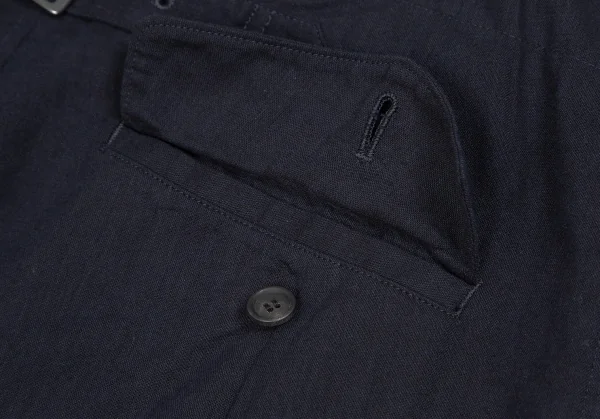 ヨウジヤマモト ノアールYohji Yamamoto NOIR 混紡シンチバッククロップドパンツ 紺1 K-106755_011
