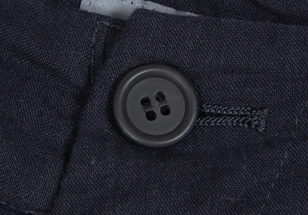 ヨウジヤマモト ノアールYohji Yamamoto NOIR 混紡シンチバッククロップドパンツ 紺1 K-106755_003