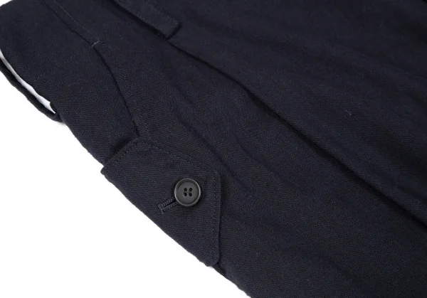 ヨウジヤマモト ノアールYohji Yamamoto NOIR 混紡シンチバッククロップドパンツ 紺1 K-106755_005