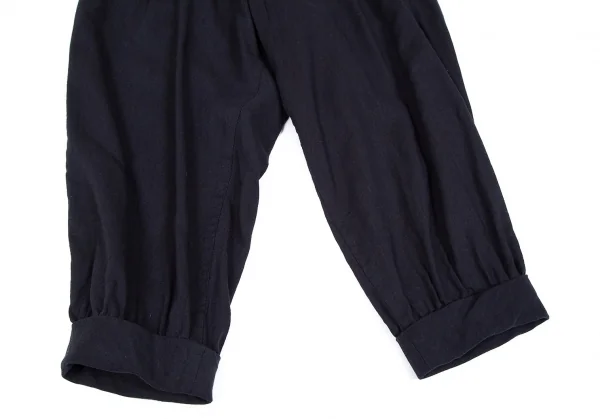 ヨウジヤマモト ノアールYohji Yamamoto NOIR 混紡シンチバッククロップドパンツ 紺1 K-106755_007