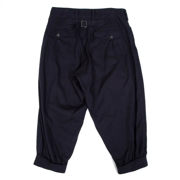 ヨウジヤマモト ノアールYohji Yamamoto NOIR 混紡シンチバッククロップドパンツ 紺1 K-106755_009