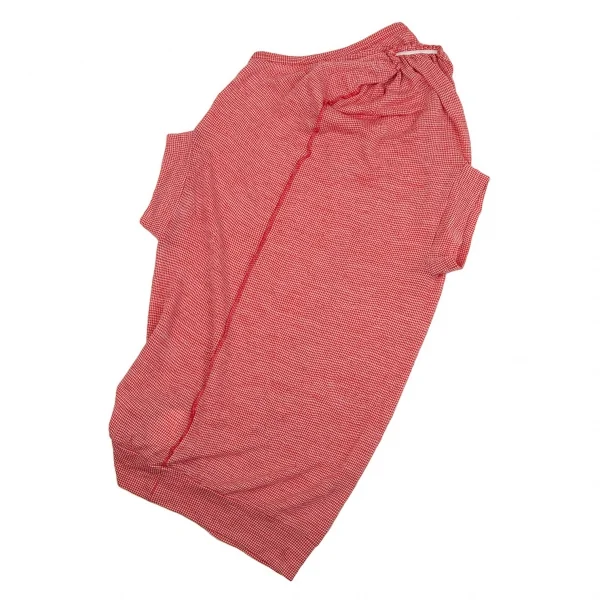 ジュンヤワタナベマン コムデギャルソンJUNYA WATANABE MAN COMME des GARCONS ポリウールパピートゥースシワ加工変形ヘンリーネックトップス 赤S K-106767_010