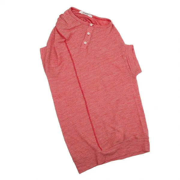 ジュンヤワタナベマン コムデギャルソンJUNYA WATANABE MAN COMME des GARCONS ポリウールパピートゥースシワ加工変形ヘンリーネックトップス 赤S K-106767_002