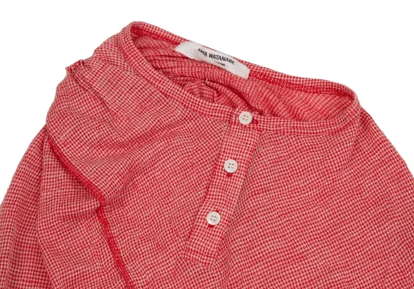 ジュンヤワタナベマン コムデギャルソンJUNYA WATANABE MAN COMME des GARCONS ポリウールパピートゥースシワ加工変形ヘンリーネックトップス 赤S K-106767_003