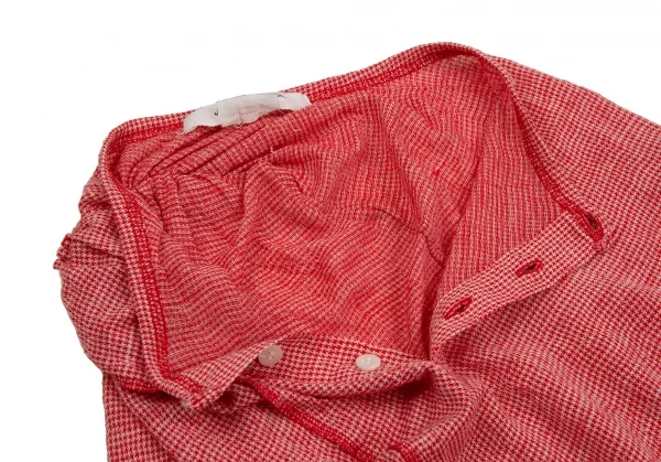 ジュンヤワタナベマン コムデギャルソンJUNYA WATANABE MAN COMME des GARCONS ポリウールパピートゥースシワ加工変形ヘンリーネックトップス 赤S K-106767_005