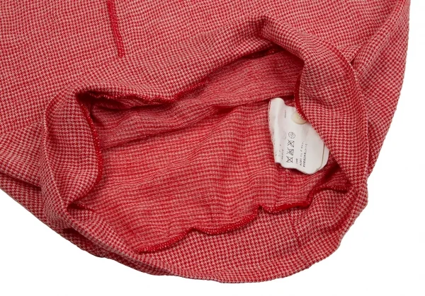 ジュンヤワタナベマン コムデギャルソンJUNYA WATANABE MAN COMME des GARCONS ポリウールパピートゥースシワ加工変形ヘンリーネックトップス 赤S K-106767_009