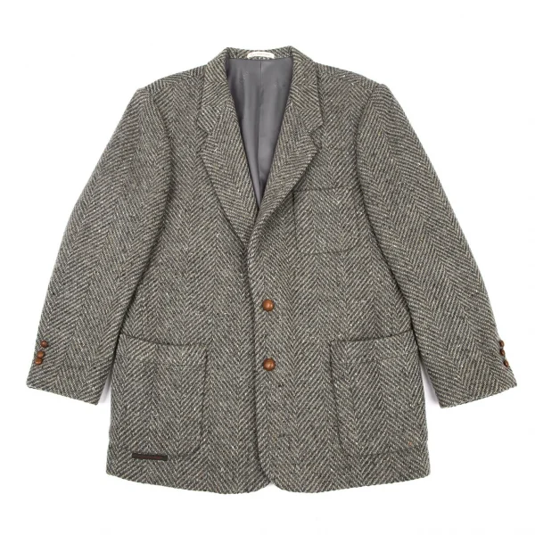 パパスPapas アイルランドファブリックウールくるみボタン2Bジャケット グレーM K-106772_001