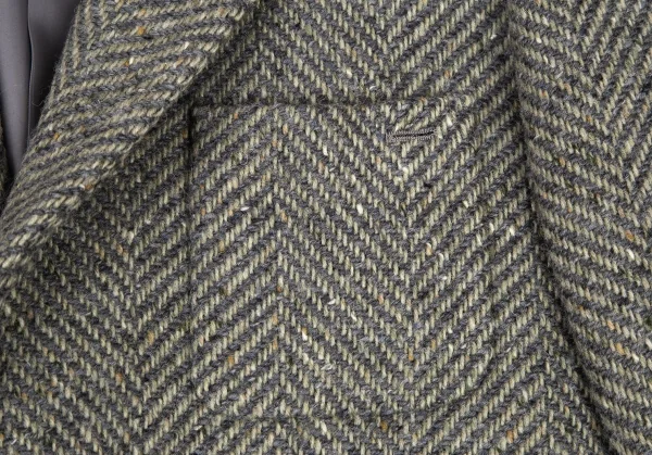 パパスPapas アイルランドファブリックウールくるみボタン2Bジャケット グレーM K-106772_006