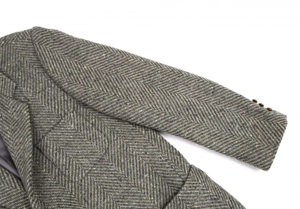 パパスPapas アイルランドファブリックウールくるみボタン2Bジャケット グレーM K-106772_007