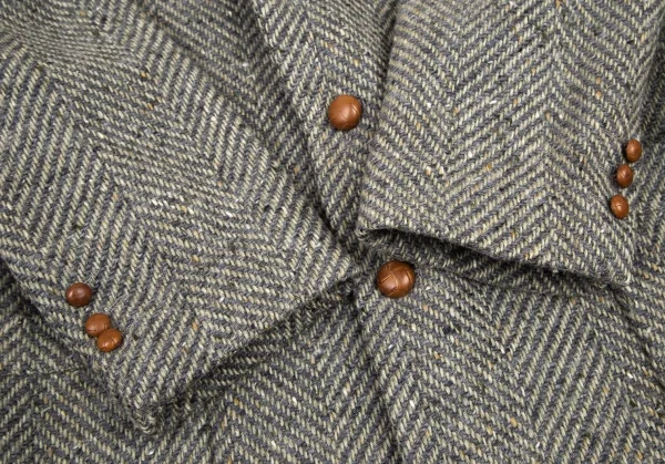 パパスPapas アイルランドファブリックウールくるみボタン2Bジャケット グレーM K-106772_008