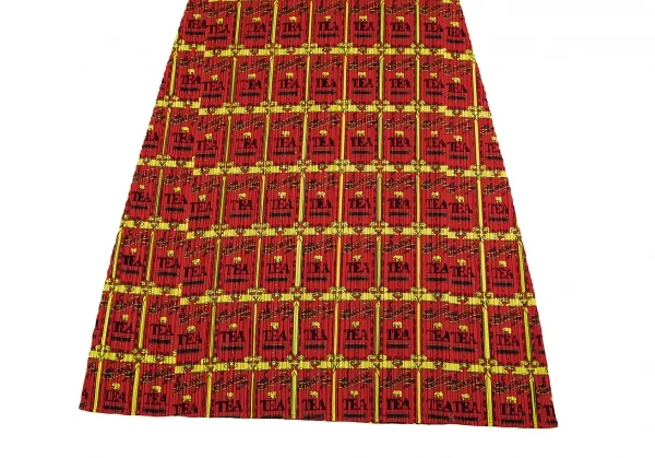 プリーツプリーズPLEATS PLEASE プリーツTEA総柄スキッパーノースリーブワンピース 赤黄5 K-106789_006