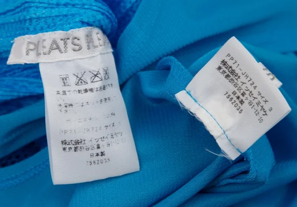 プリーツプリーズPLEATS PLEASE プリーツメッシュ切替ノースリーブシャツワンピース 水色白3 K-106792_015