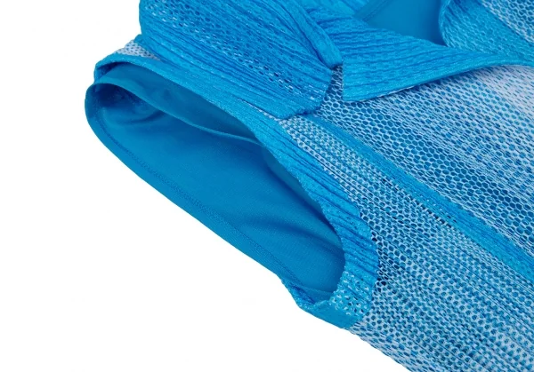 プリーツプリーズPLEATS PLEASE プリーツメッシュ切替ノースリーブシャツワンピース 水色白3 K-106792_007