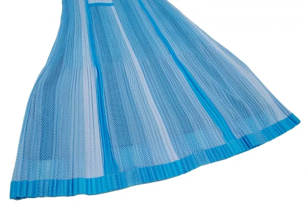 プリーツプリーズPLEATS PLEASE プリーツメッシュ切替ノースリーブシャツワンピース 水色白3 K-106792_008