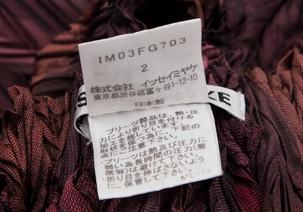 イッセイミヤケISSEY MIYAKE プリーツマルチストライプスカート ワイン2 K-106793_012