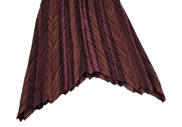 イッセイミヤケISSEY MIYAKE プリーツマルチストライプスカート ワイン2 K-106793_005