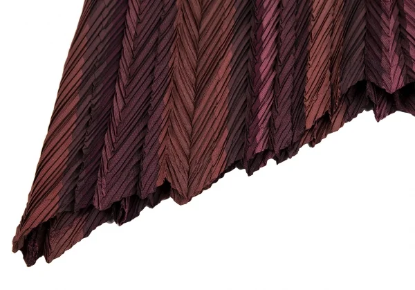イッセイミヤケISSEY MIYAKE プリーツマルチストライプスカート ワイン2 K-106793_006