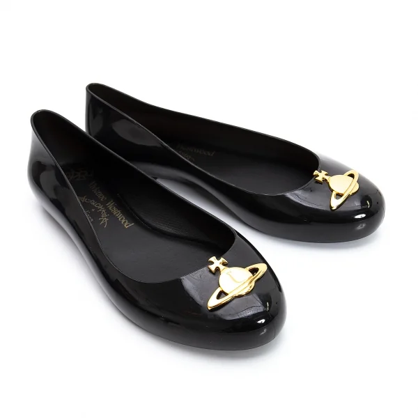 ヴィヴィアンウエストウッド アングロマニア×メリッサVivienne Westwood ANGLOMANIA×melissa メタルオーブラバーパンプス 黒25.5 K-106815_001