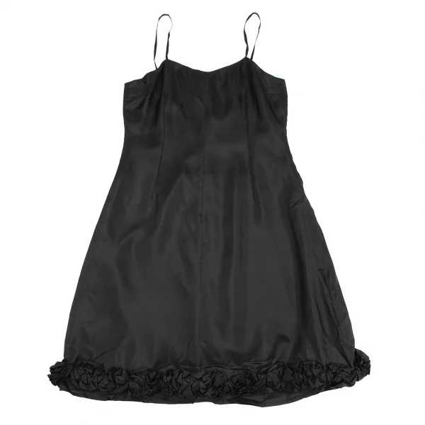 ドリスヴァンノッテンDRIES VAN NOTEN シルク裾ギャザーフリルキャミワンピース 黒36 K-106816_002