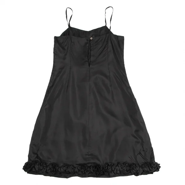 ドリスヴァンノッテンDRIES VAN NOTEN シルク裾ギャザーフリルキャミワンピース 黒36 K-106816_009