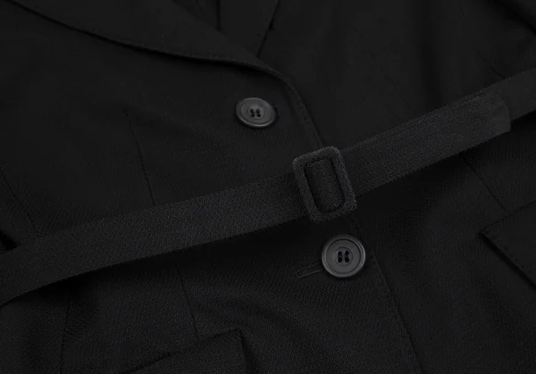 ドリスヴァンノッテンDRIES VAN NOTEN 変わり織りベルテッドロングジャケット 黒38 K-106818_010