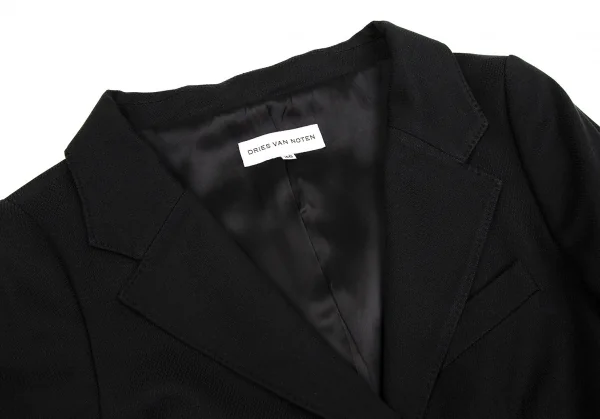 ドリスヴァンノッテンDRIES VAN NOTEN 変わり織りベルテッドロングジャケット 黒38 K-106818_004