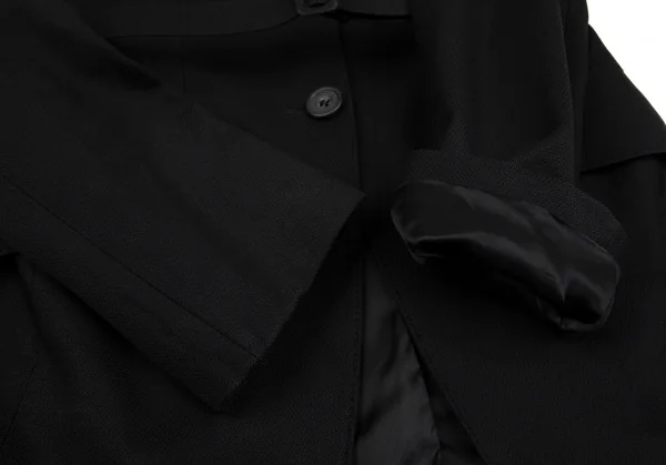 ドリスヴァンノッテンDRIES VAN NOTEN 変わり織りベルテッドロングジャケット 黒38 K-106818_008