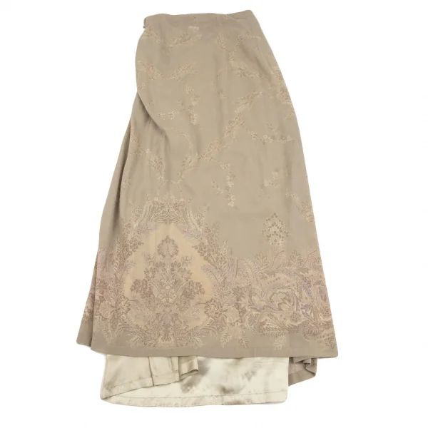 ドリスヴァンノッテンDRIES VAN NOTEN フラワージャガードラップスカート ベージュ36 K-106821_012