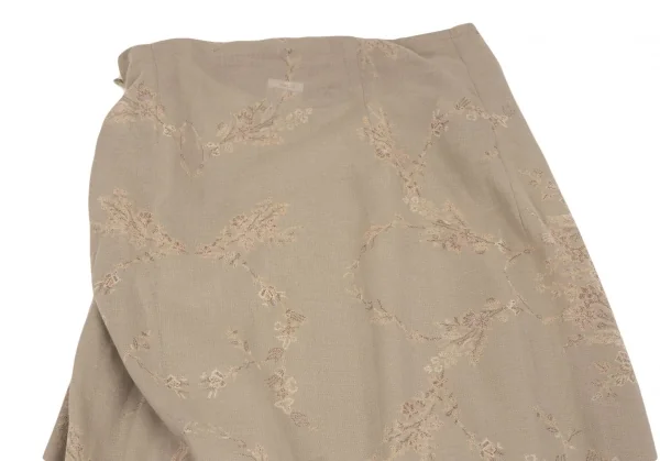ドリスヴァンノッテンDRIES VAN NOTEN フラワージャガードラップスカート ベージュ36 K-106821_013